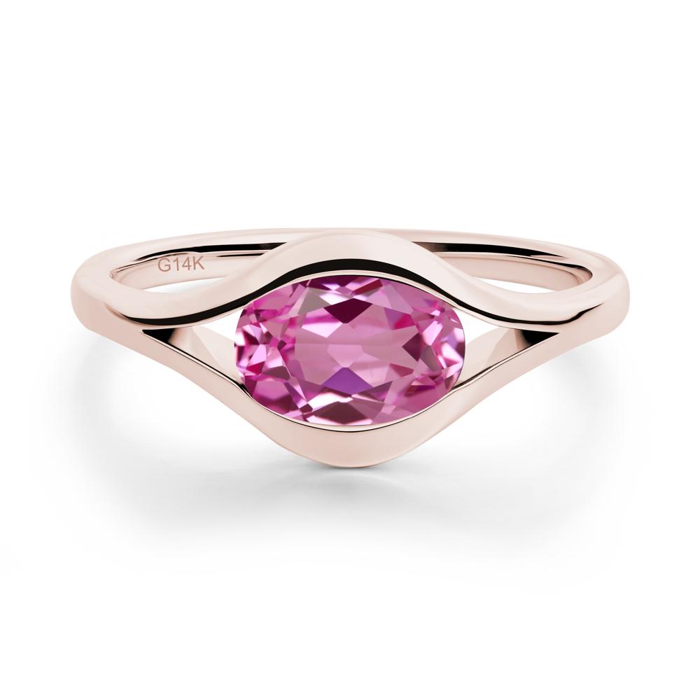 Minimalist Bezel Set Pink Sapphire Ring - LUO Jewelry #metal_14k rose gold