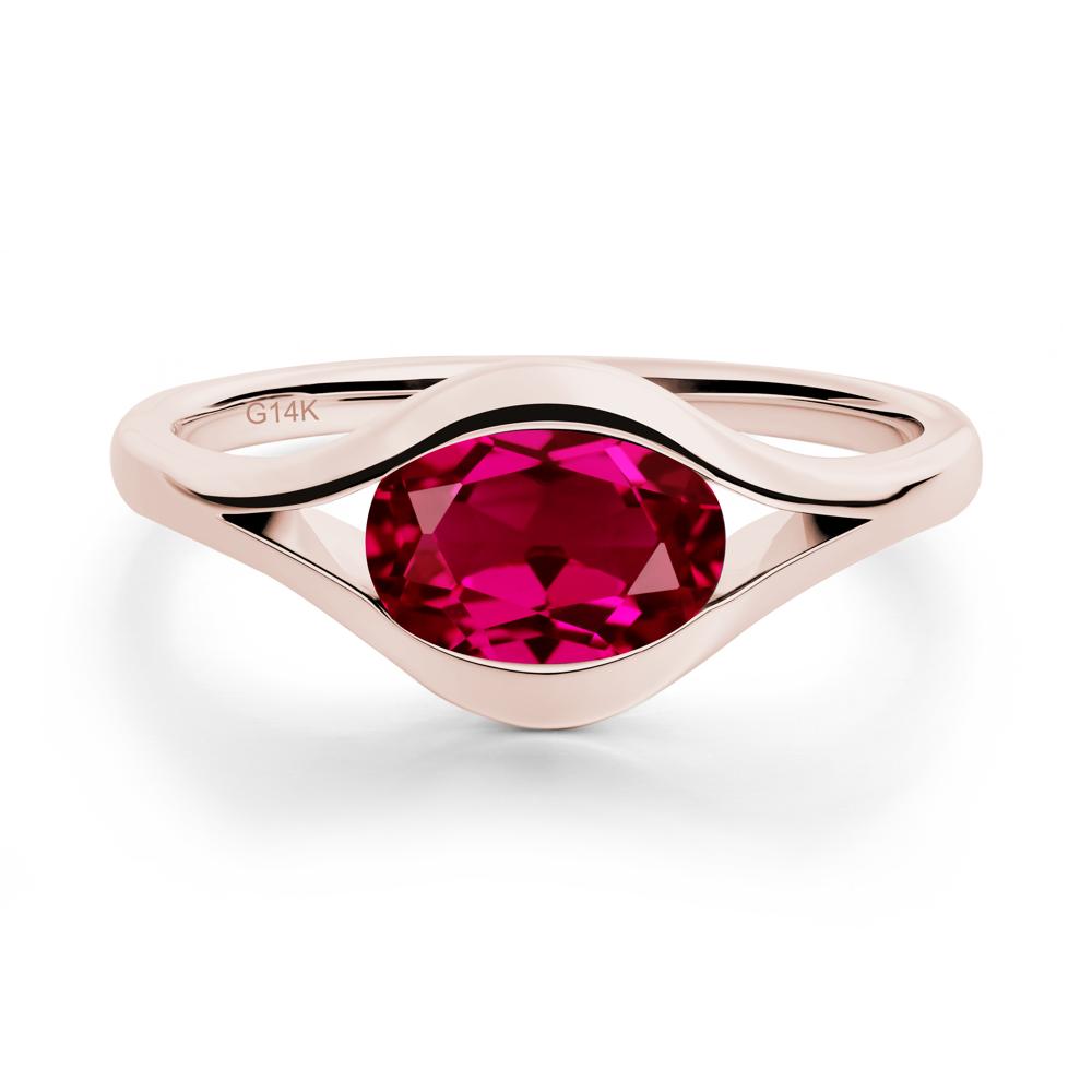 Oval Ruby Evil Eye Ring - LUO Jewelry #metal_14k rose gold