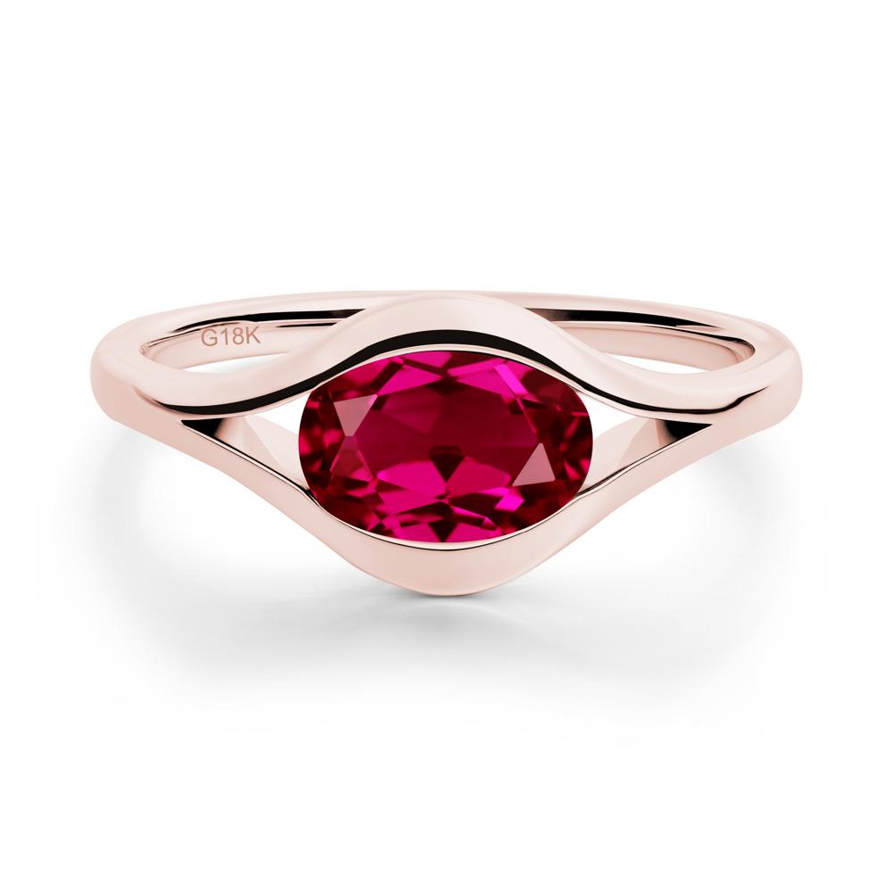 Oval Ruby Evil Eye Ring - LUO Jewelry #metal_18k rose gold