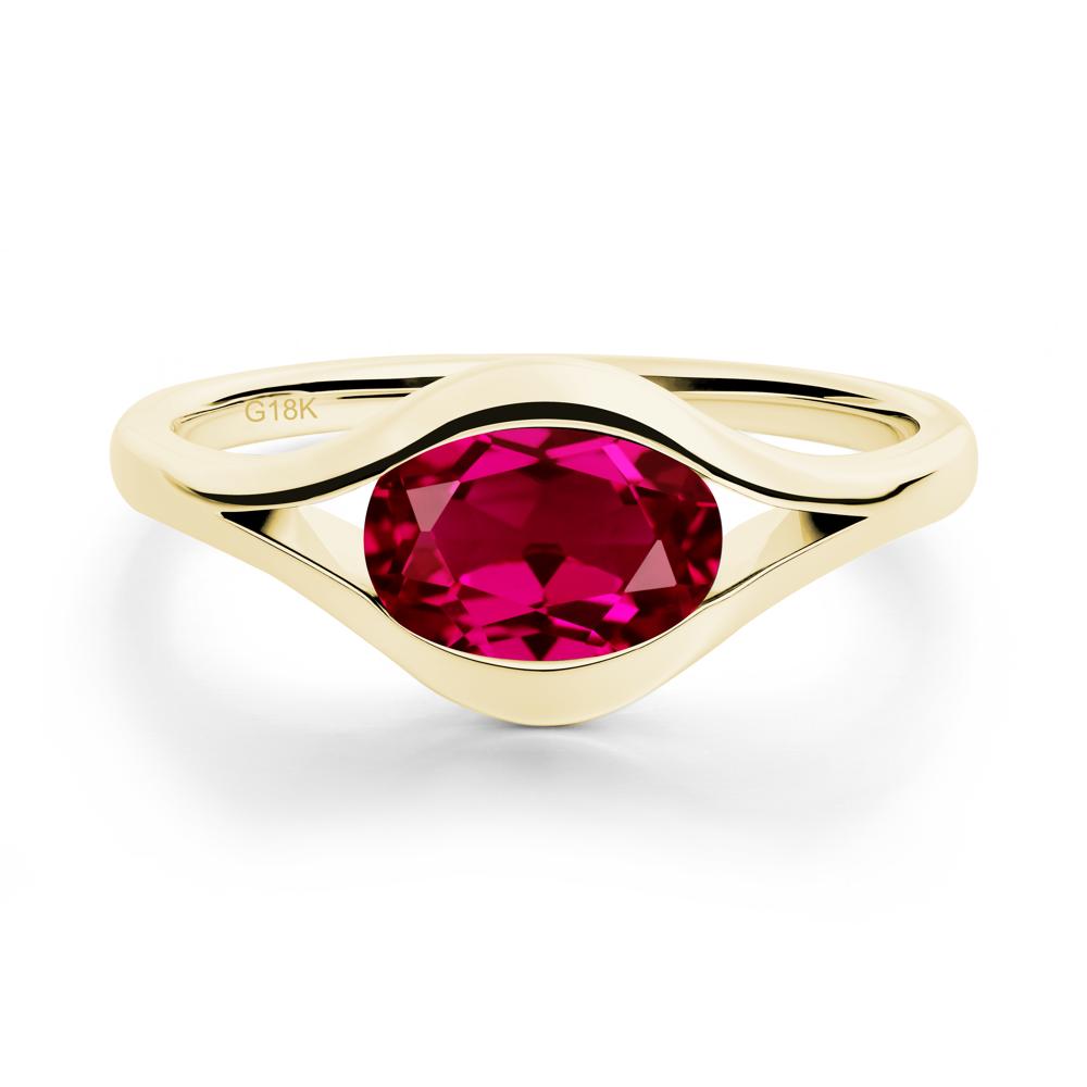 Oval Ruby Evil Eye Ring - LUO Jewelry #metal_18k yellow gold