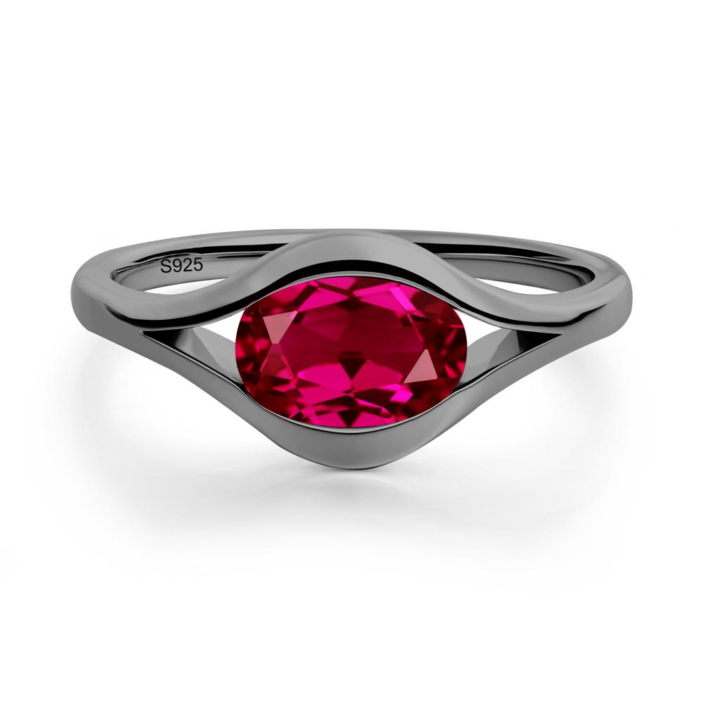 Oval Ruby Evil Eye Ring - LUO Jewelry #metal_black finish sterling silver