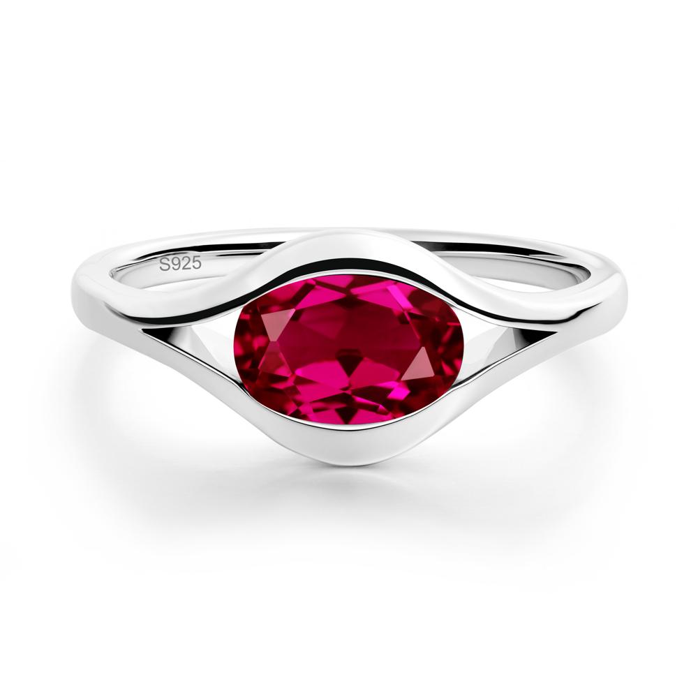 Oval Ruby Evil Eye Ring - LUO Jewelry #metal_sterling silver