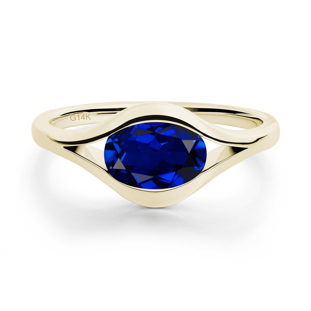 Minimalist Bezel Set Sapphire Ring - LUO Jewelry #metal_14k yellow gold