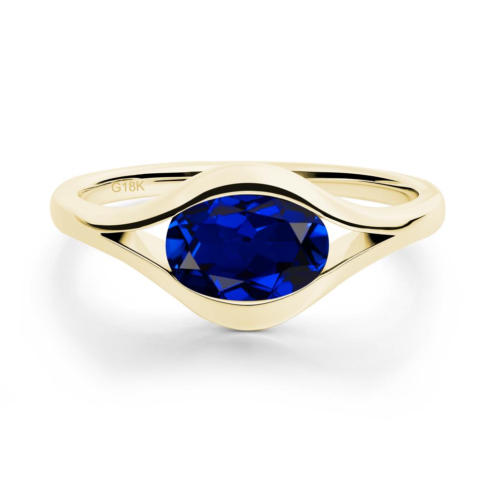 Minimalist Bezel Set Sapphire Ring - LUO Jewelry #metal_18k yellow gold