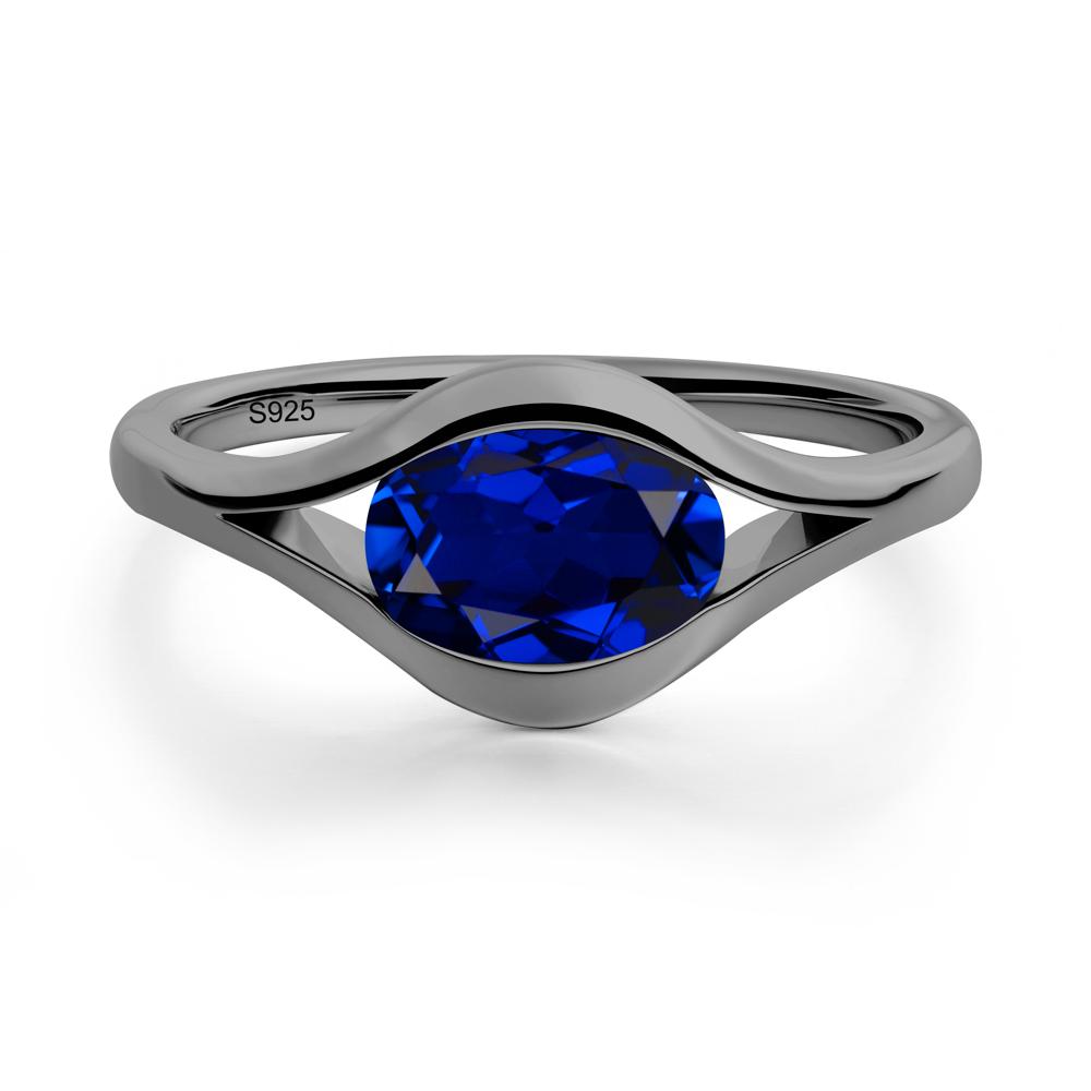 Minimalist Bezel Set Sapphire Ring - LUO Jewelry #metal_black finish sterling silver