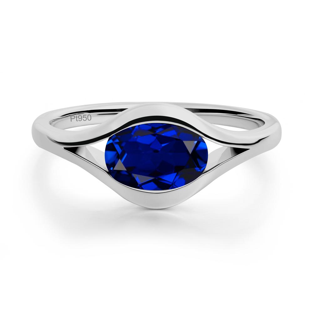 Minimalist Bezel Set Sapphire Ring - LUO Jewelry #metal_platinum