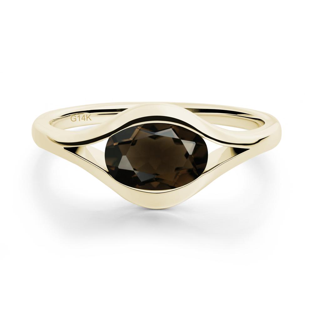 Oval Smoky Quartz Evil Eye Ring - LUO Jewelry #metal_14k yellow gold