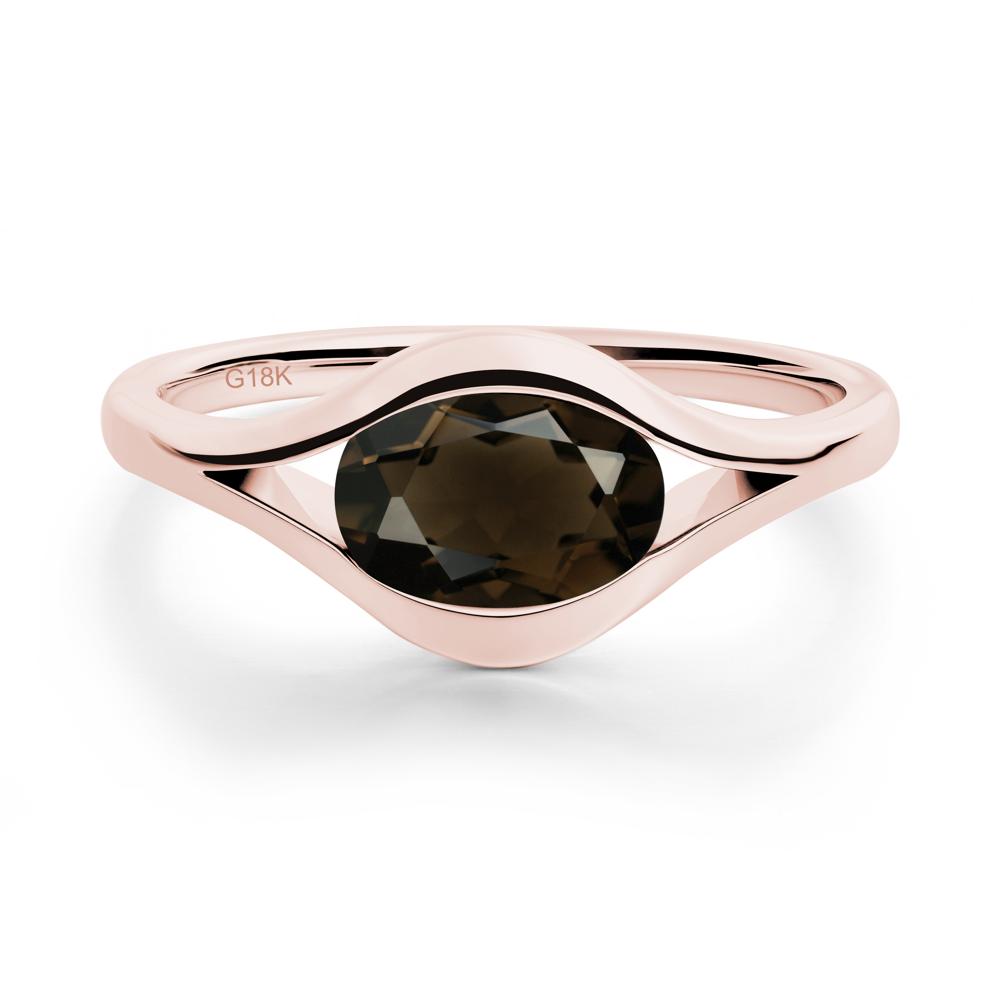 Oval Smoky Quartz Evil Eye Ring - LUO Jewelry #metal_18k rose gold