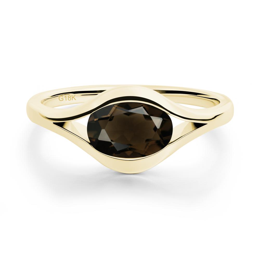 Oval Smoky Quartz Evil Eye Ring - LUO Jewelry #metal_18k yellow gold