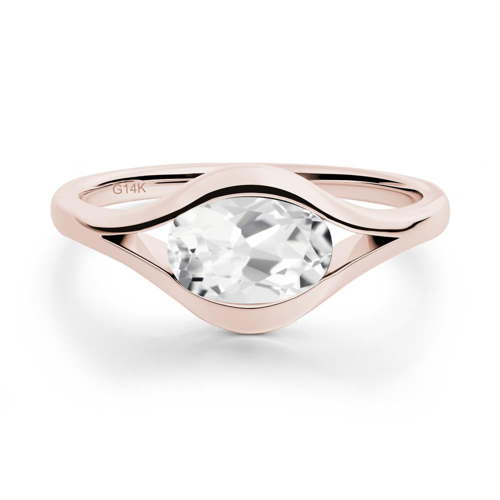 Minimalist Bezel Set White Topaz Ring - LUO Jewelry #metal_14k rose gold
