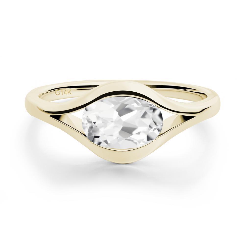 Minimalist Bezel Set White Topaz Ring - LUO Jewelry #metal_14k yellow gold