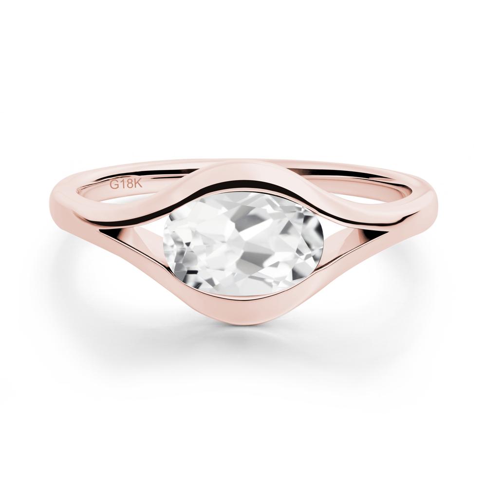 Minimalist Bezel Set White Topaz Ring - LUO Jewelry #metal_18k rose gold