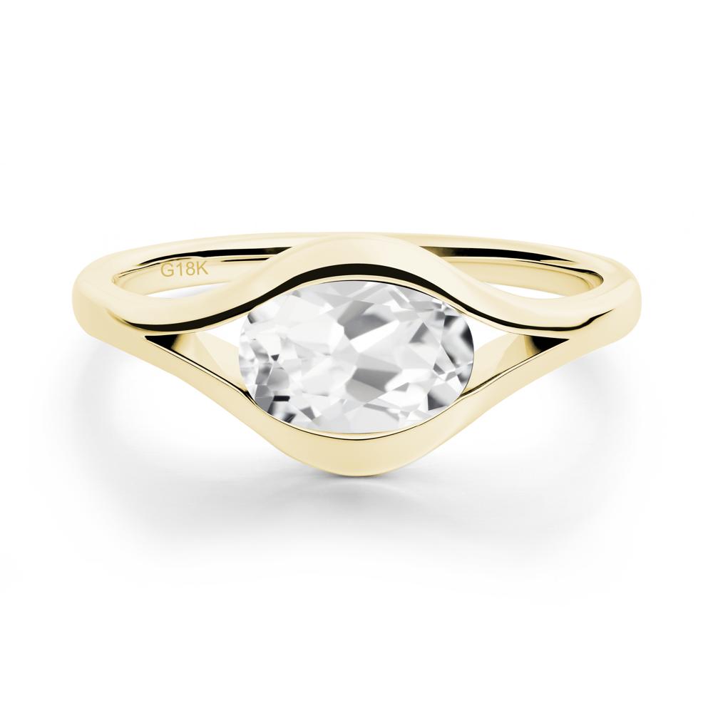 Minimalist Bezel Set White Topaz Ring - LUO Jewelry #metal_18k yellow gold