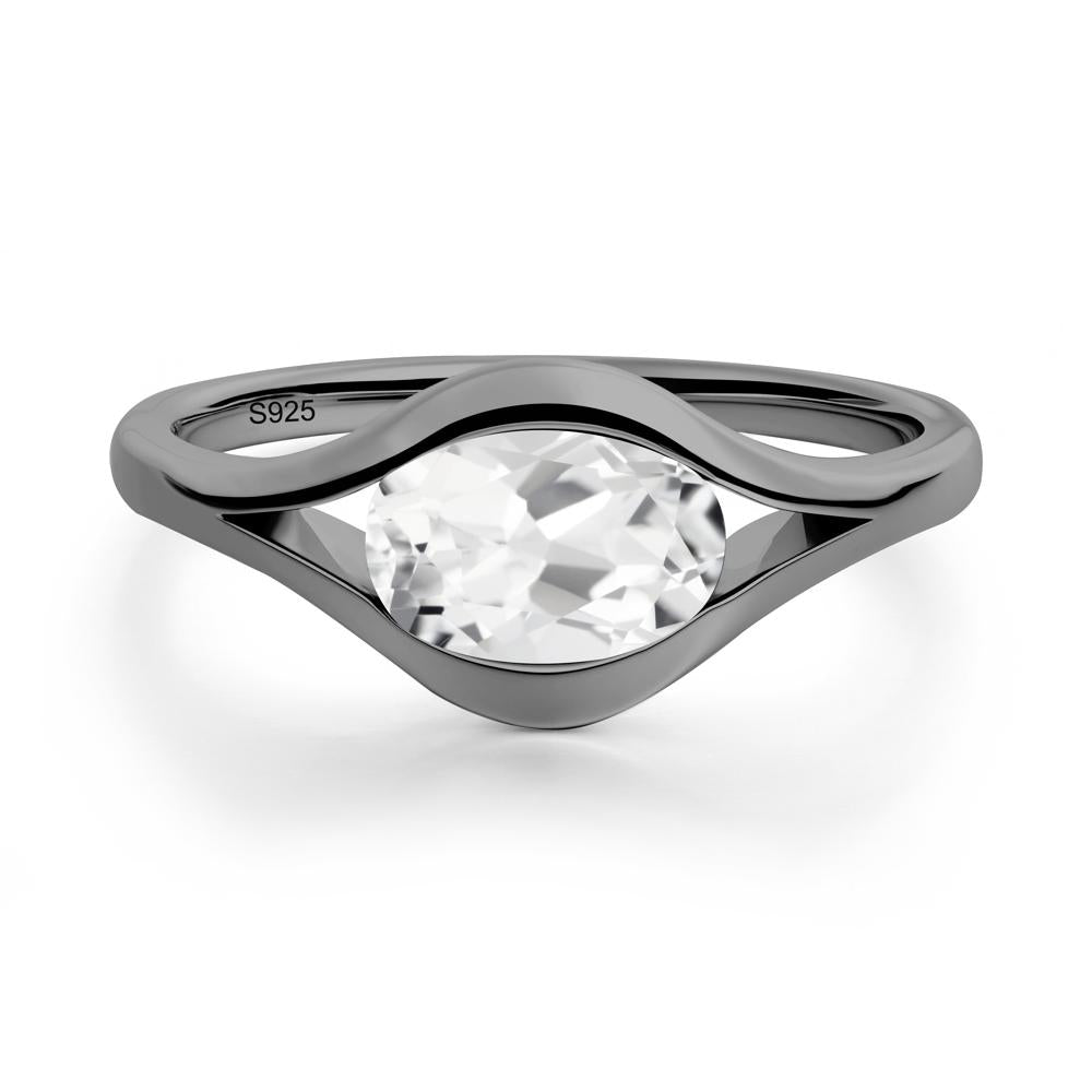 Minimalist Bezel Set White Topaz Ring - LUO Jewelry #metal_black finish sterling silver