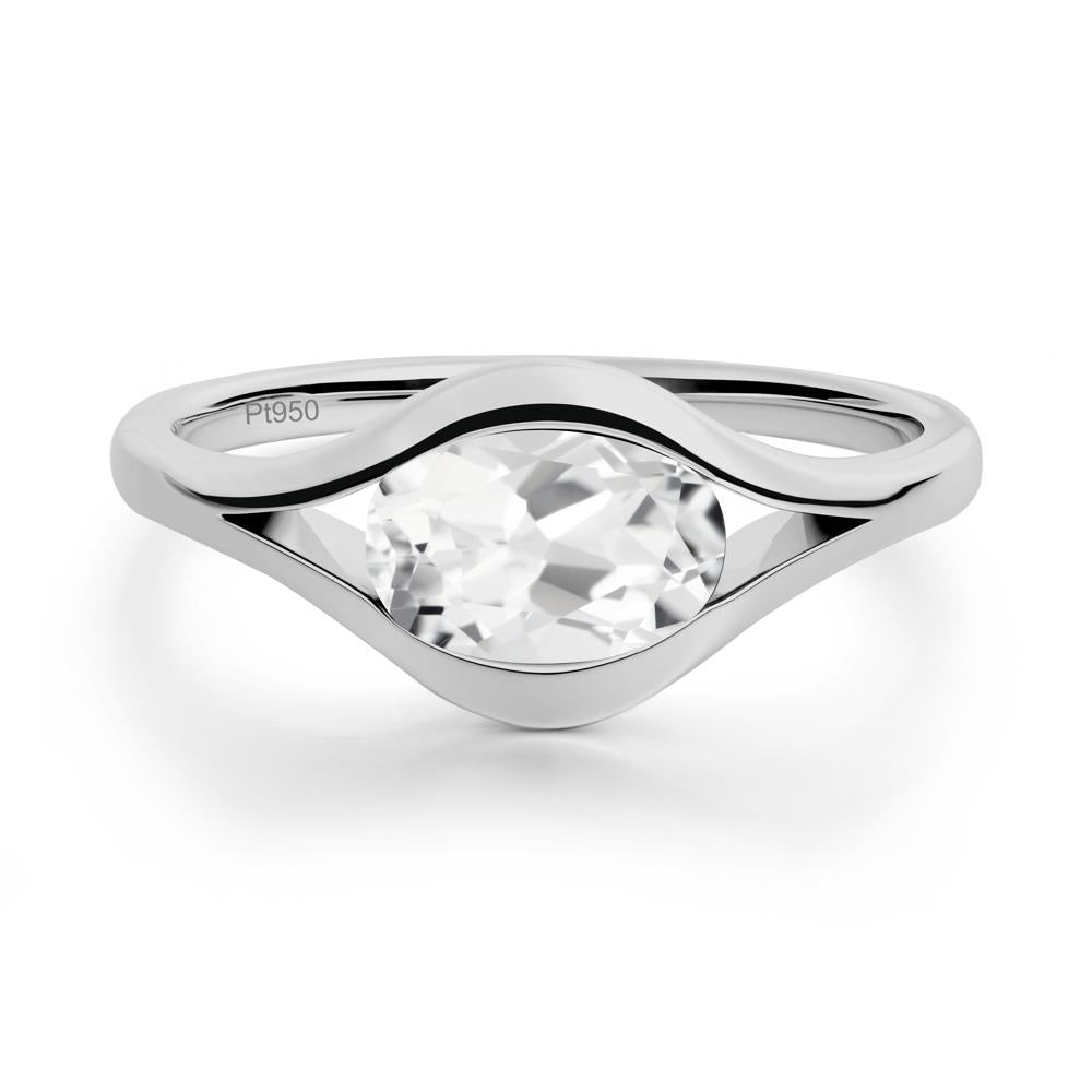 Minimalist Bezel Set White Topaz Ring - LUO Jewelry #metal_platinum