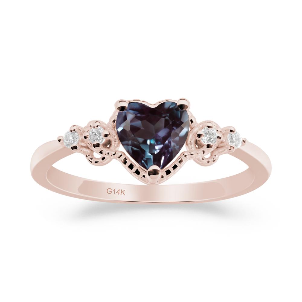 Creative Heart Shaped Alexandrite Ring - LUO Jewelry #metal_14k rose gold