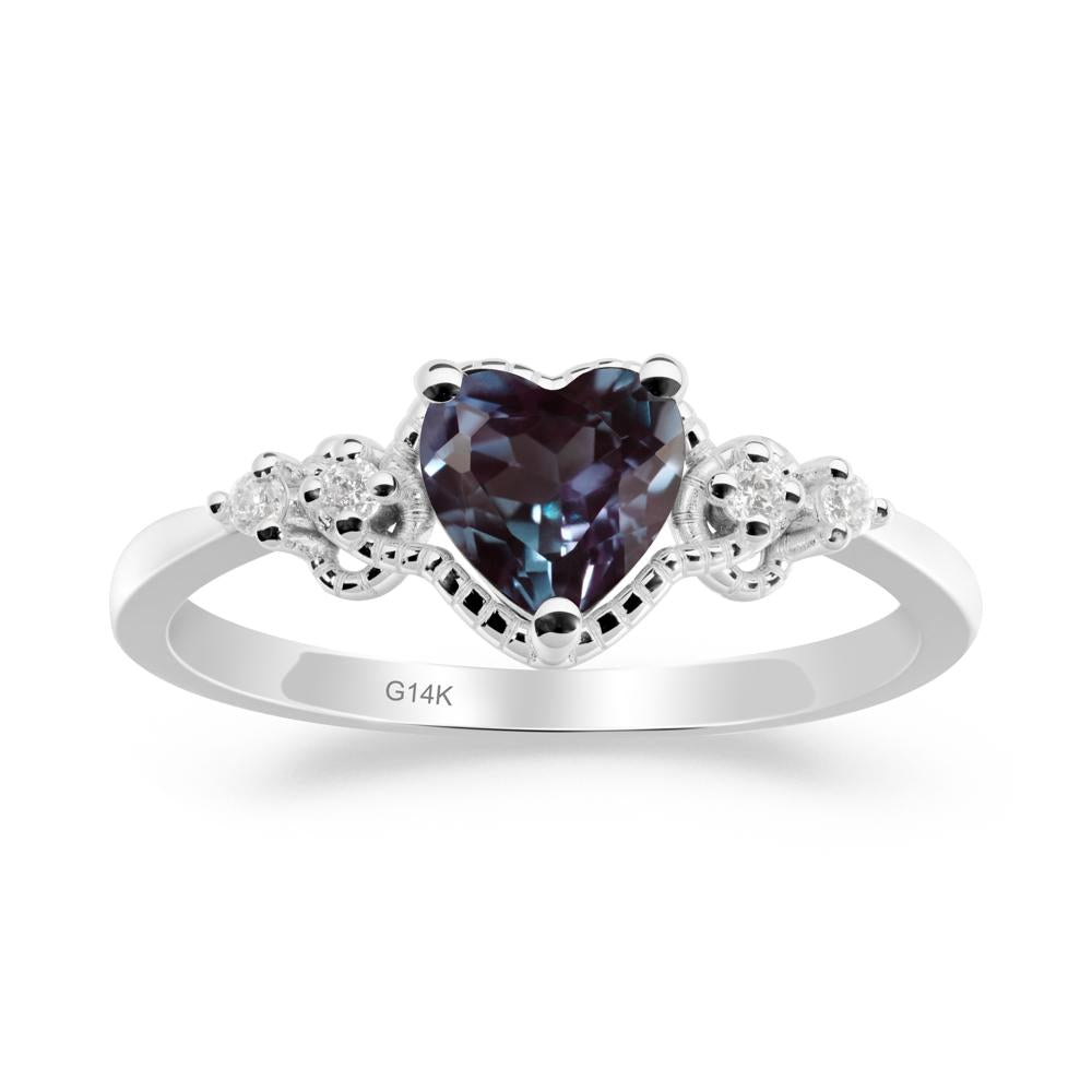 Creative Heart Shaped Alexandrite Ring - LUO Jewelry #metal_14k white gold