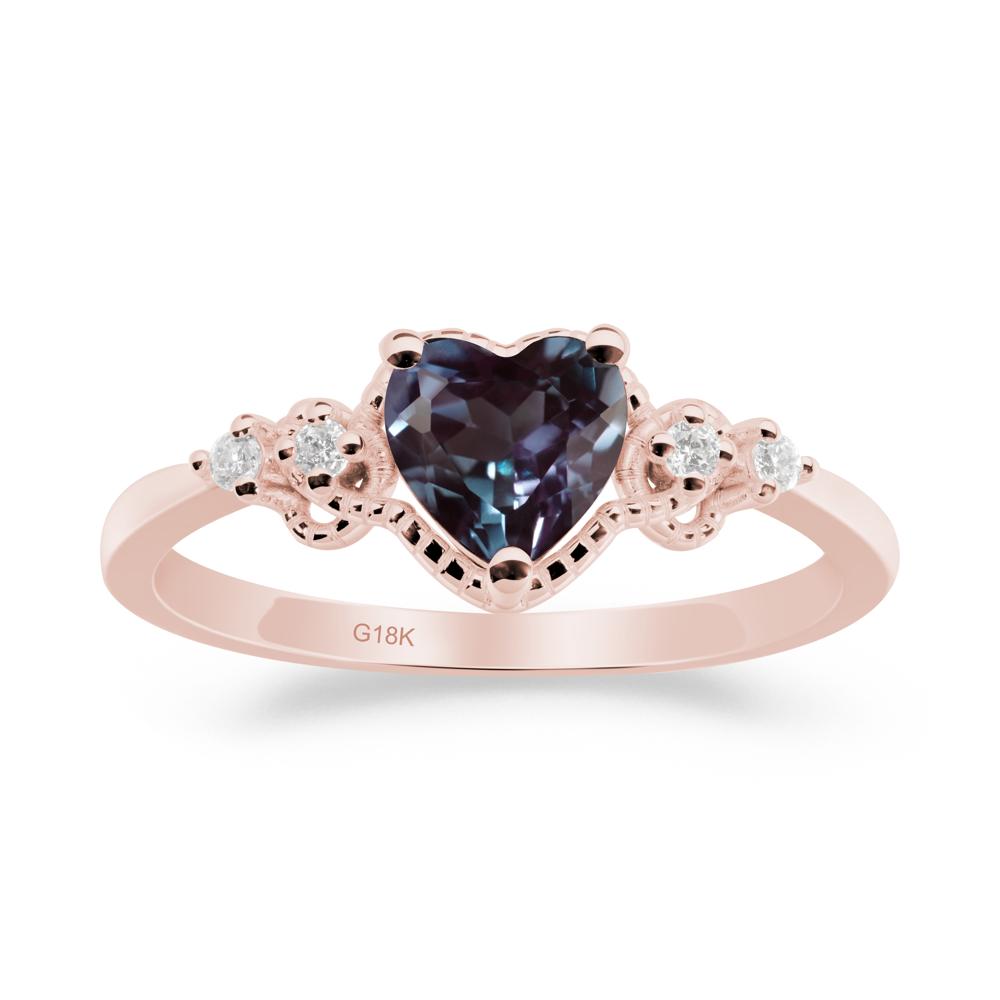 Creative Heart Shaped Alexandrite Ring - LUO Jewelry #metal_18k rose gold