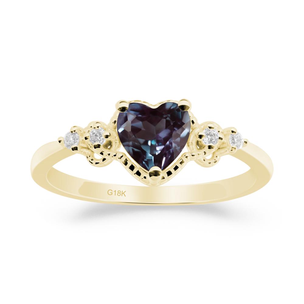 Creative Heart Shaped Alexandrite Ring - LUO Jewelry #metal_18k yellow gold