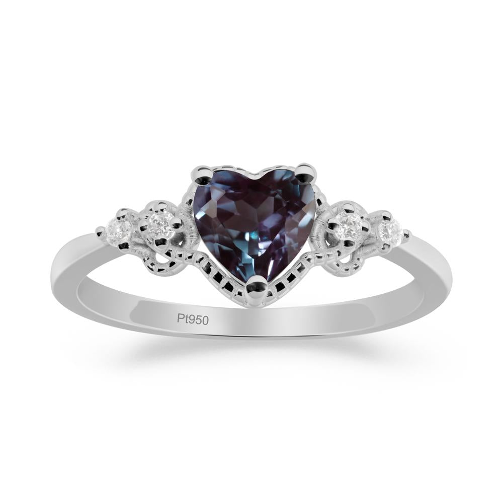 Creative Heart Shaped Alexandrite Ring - LUO Jewelry #metal_platinum