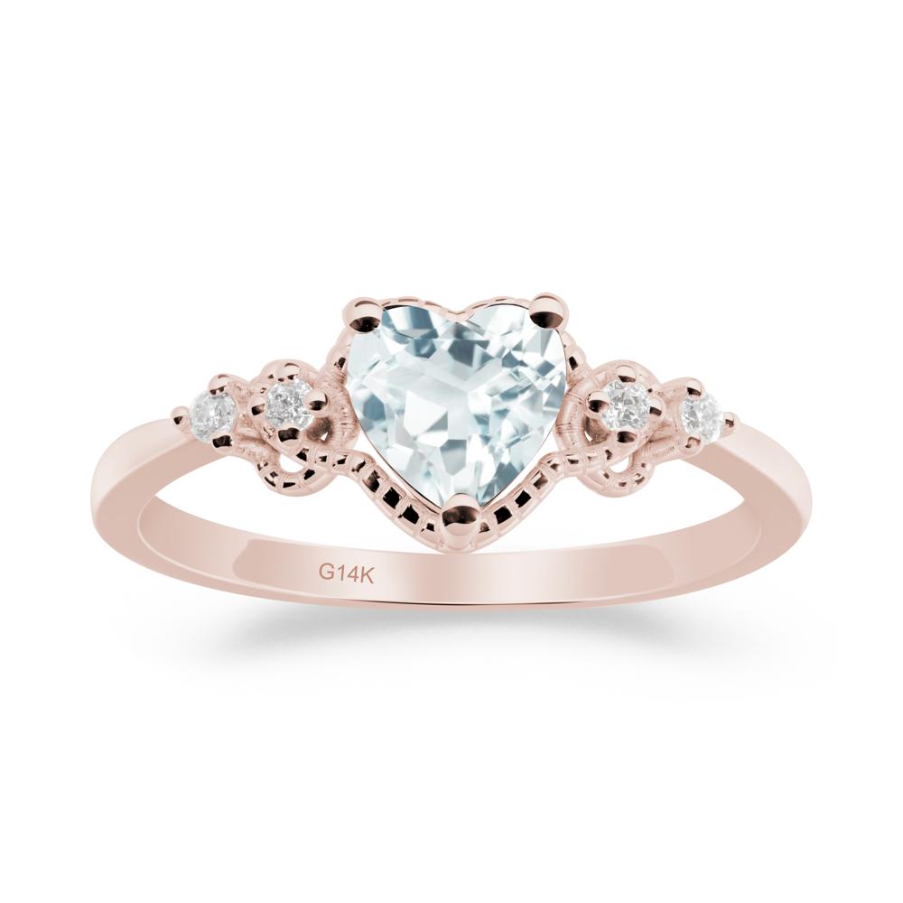 Aquamarine Ring with Milgrain Halo - LUO Jewelry #metal_14k rose gold