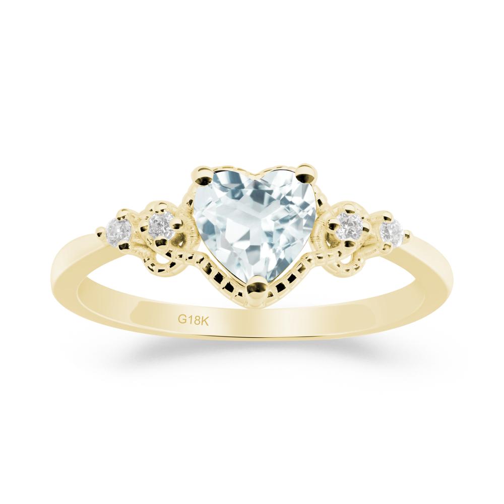 Aquamarine Ring with Milgrain Halo - LUO Jewelry #metal_18k yellow gold
