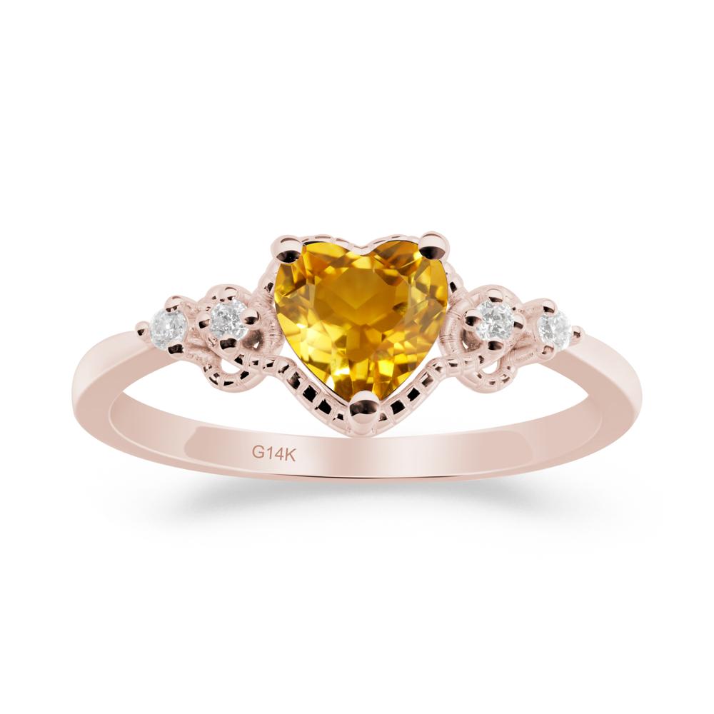 Citrine Ring with Milgrain Halo - LUO Jewelry #metal_14k rose gold