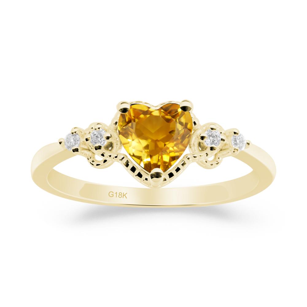 Citrine Ring with Milgrain Halo - LUO Jewelry #metal_18k yellow gold