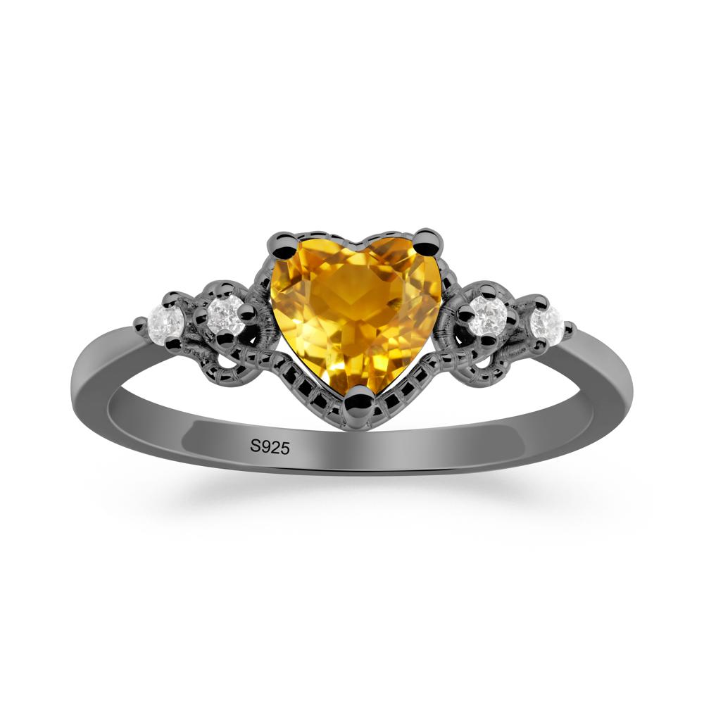 Citrine Ring with Milgrain Halo - LUO Jewelry #metal_black finish sterling silver