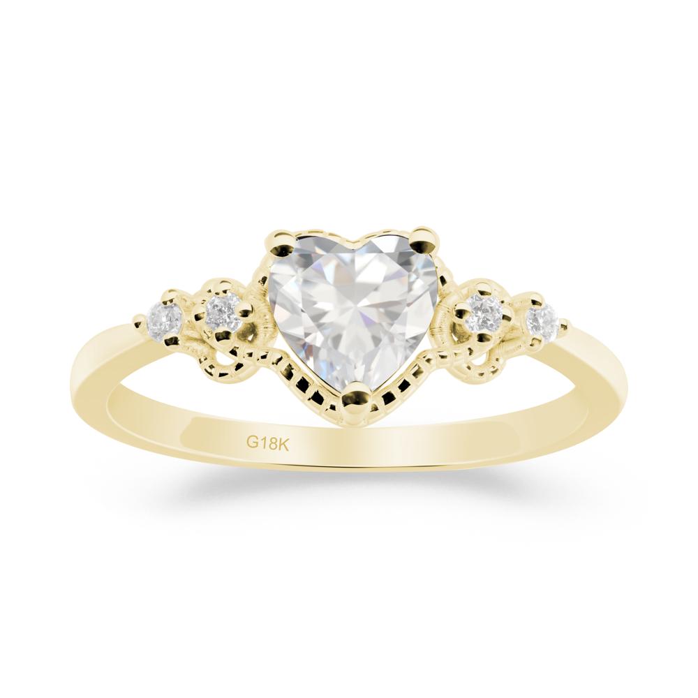 Cubic Zirconia Ring with Milgrain Halo - LUO Jewelry #metal_18k yellow gold