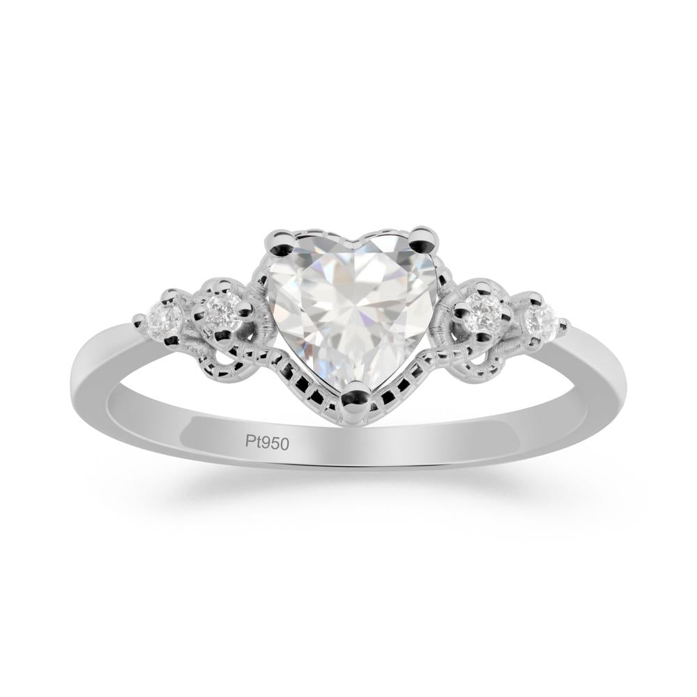 Cubic Zirconia Ring with Milgrain Halo - LUO Jewelry #metal_platinum