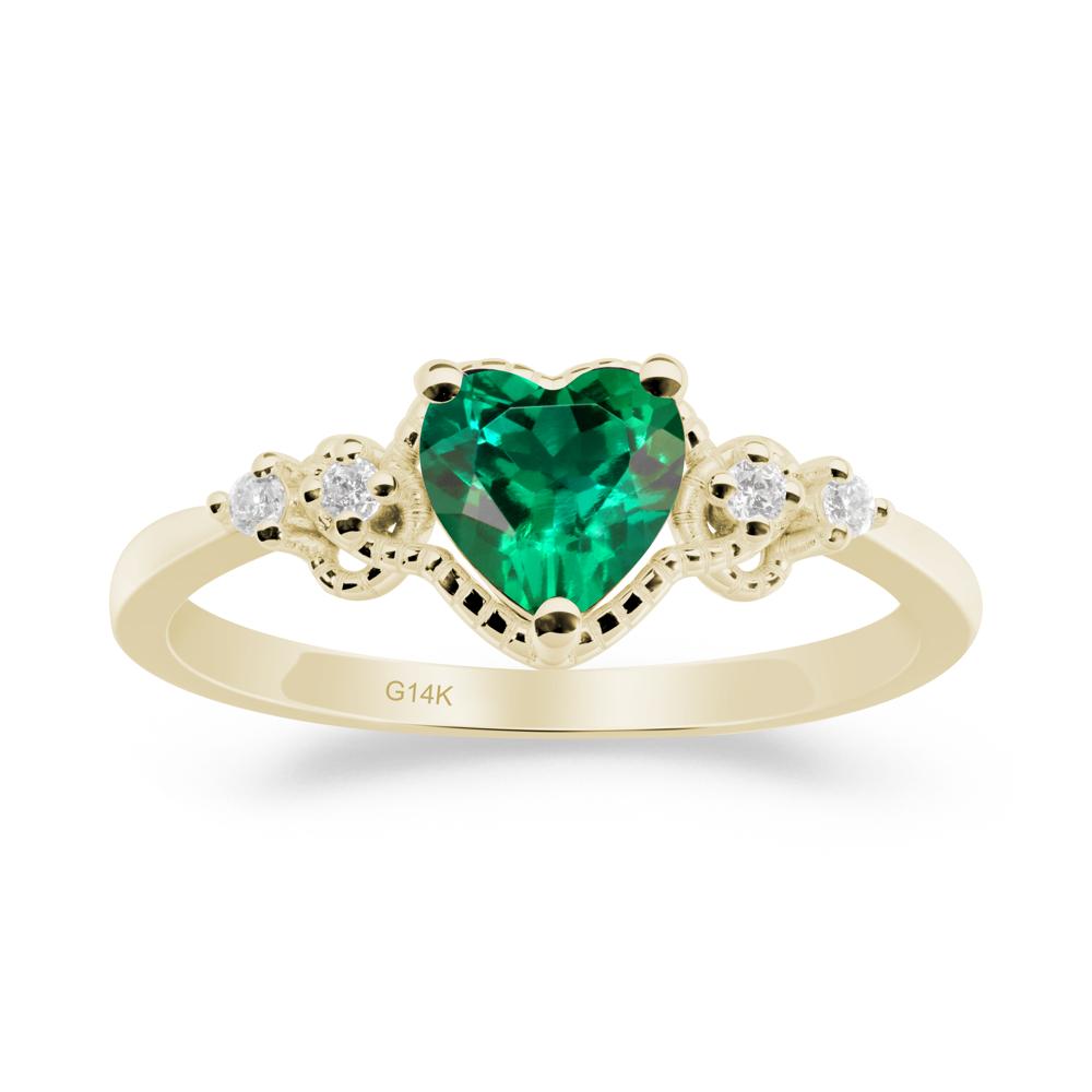 Emerald Ring with Milgrain Halo - LUO Jewelry #metal_14k yellow gold