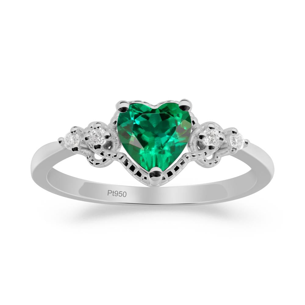 Emerald Ring with Milgrain Halo - LUO Jewelry #metal_platinum