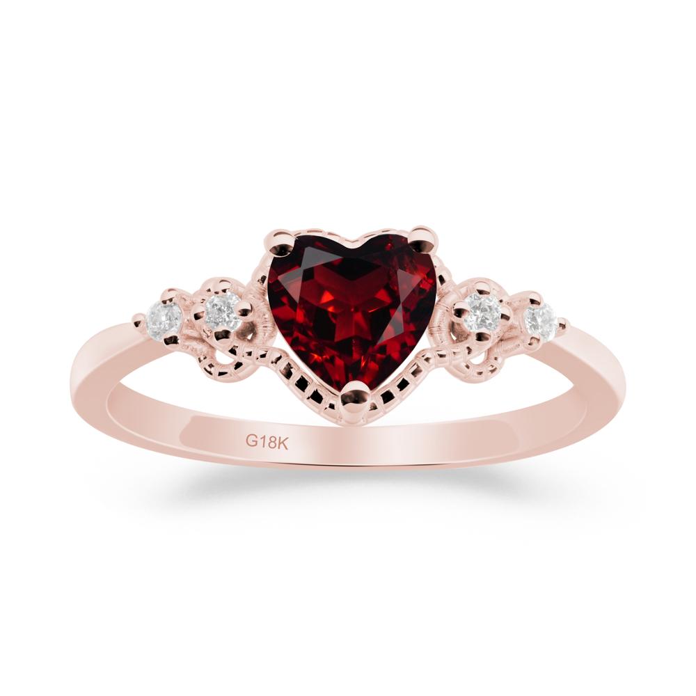 Garnet Ring with Milgrain Halo - LUO Jewelry #metal_18k rose gold