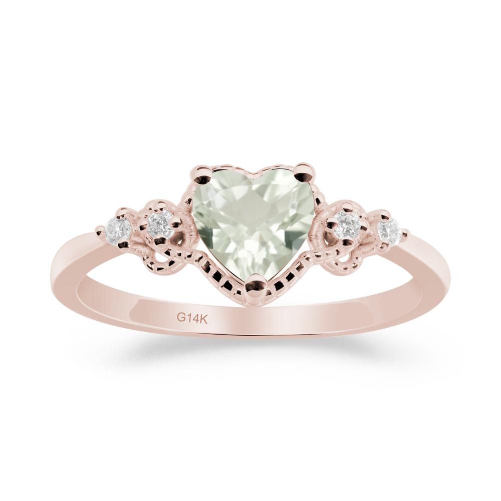 Creative Heart Shaped Green Amethyst Ring - LUO Jewelry #metal_14k rose gold