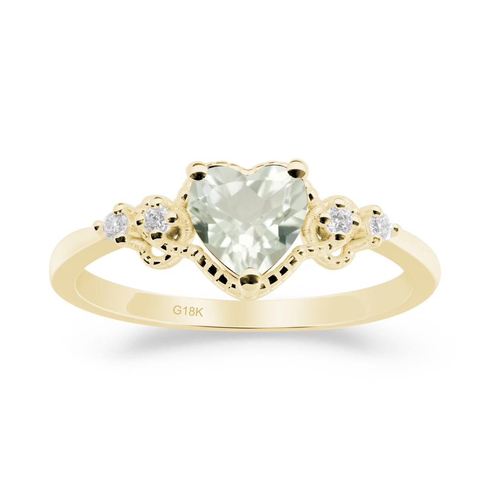 Creative Heart Shaped Green Amethyst Ring - LUO Jewelry #metal_18k yellow gold