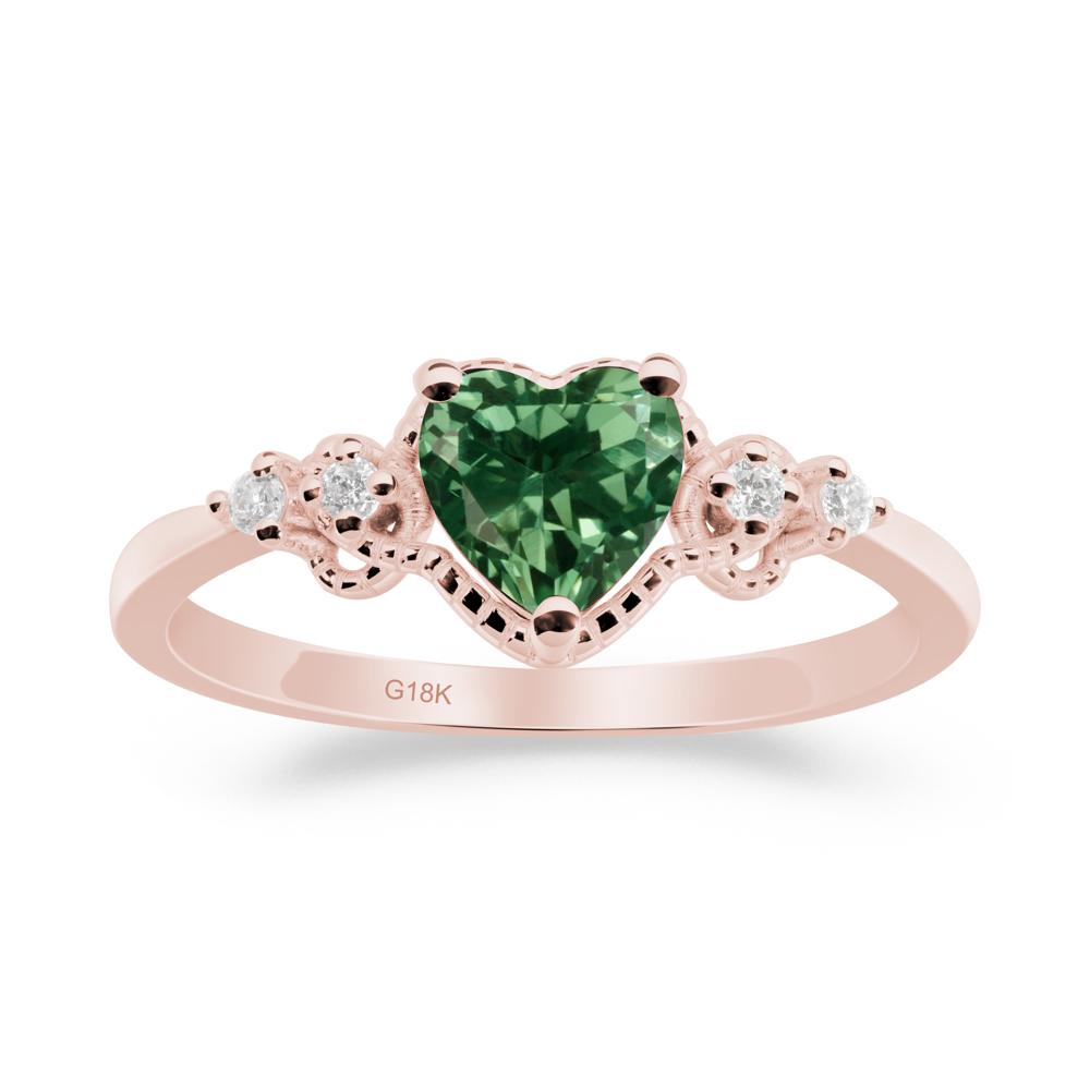 Creative Heart Shaped Green Sapphire Ring - LUO Jewelry #metal_18k rose gold