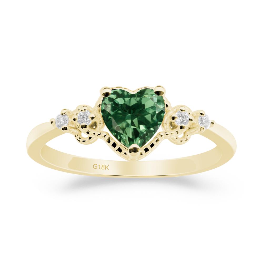Creative Heart Shaped Green Sapphire Ring - LUO Jewelry #metal_18k yellow gold