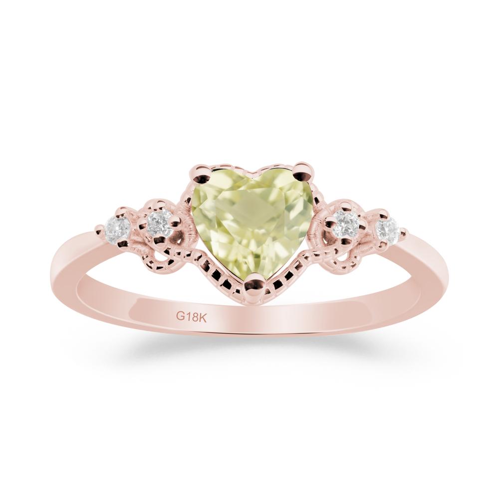 Lemon Quartz Ring with Milgrain Halo - LUO Jewelry #metal_18k rose gold