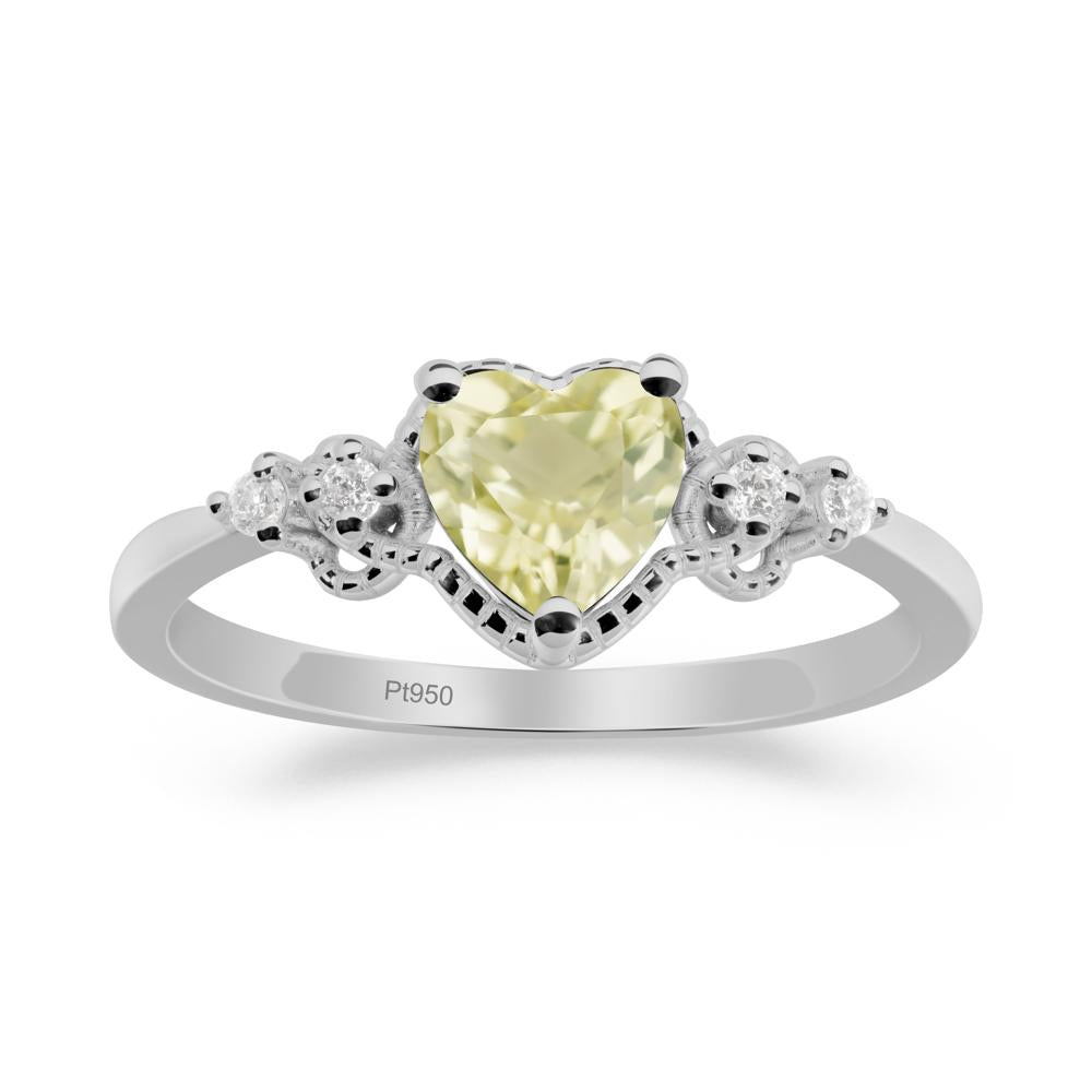 Lemon Quartz Ring with Milgrain Halo - LUO Jewelry #metal_platinum