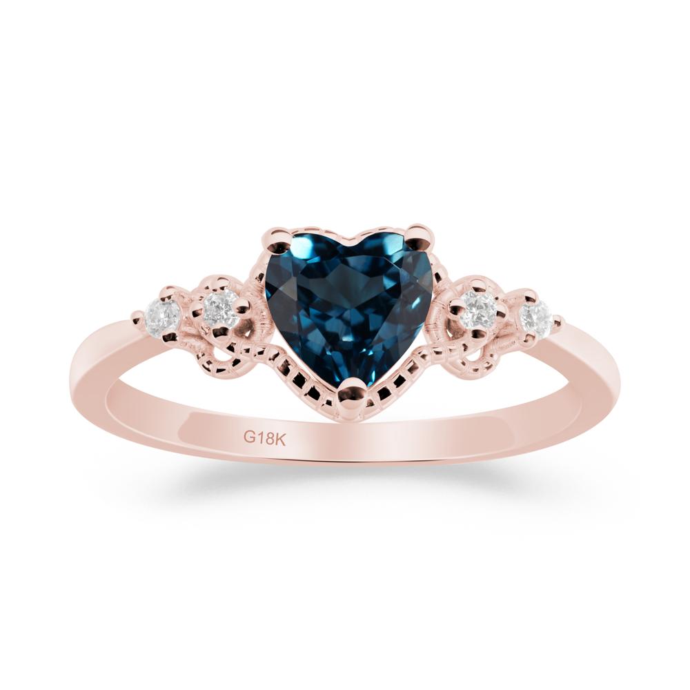 Creative Heart Shaped London Blue Topaz Ring - LUO Jewelry #metal_18k rose gold