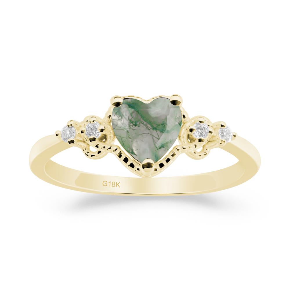 Creative Heart Shaped Moss Agate Ring - LUO Jewelry #metal_18k yellow gold