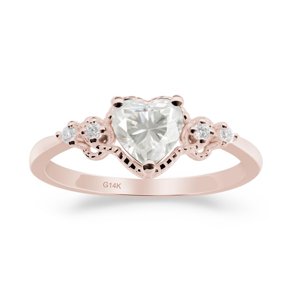 Creative Heart Shaped Moissanite Ring - LUO Jewelry #metal_14k rose gold