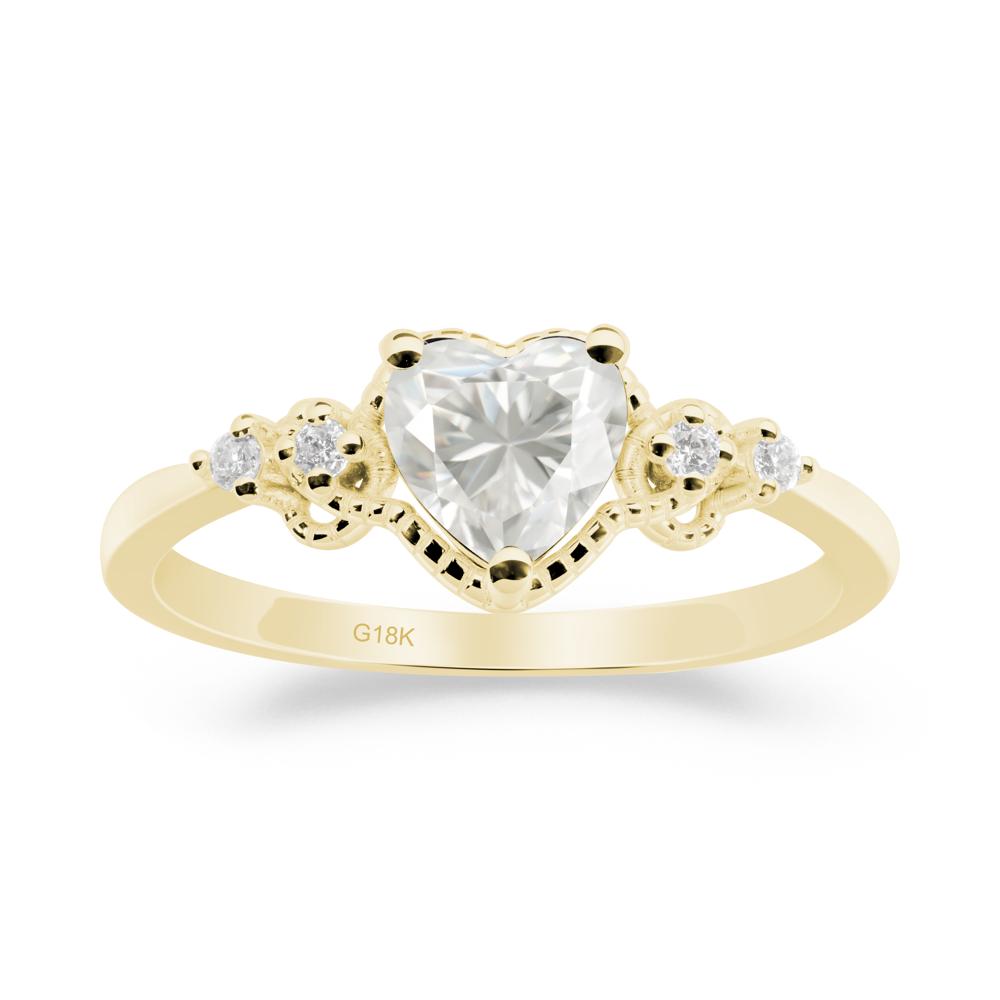 Creative Heart Shaped Moissanite Ring - LUO Jewelry #metal_18k yellow gold