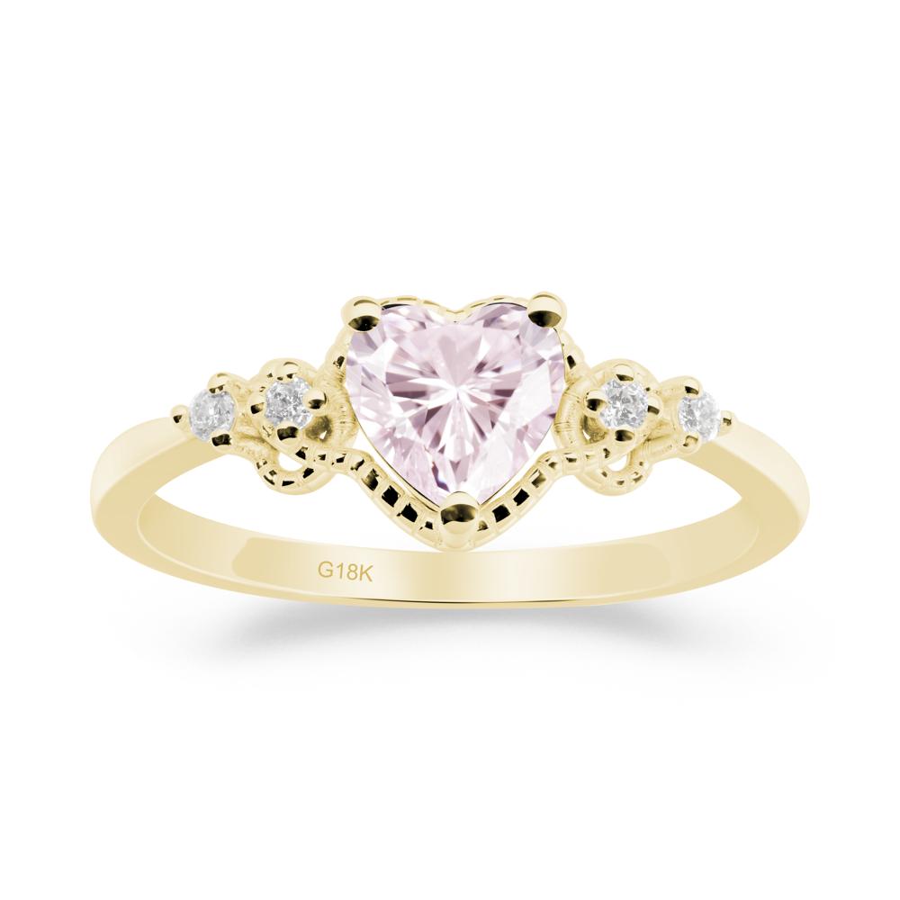 Pink Cubic Zirconia Ring with Milgrain Halo - LUO Jewelry #metal_18k yellow gold