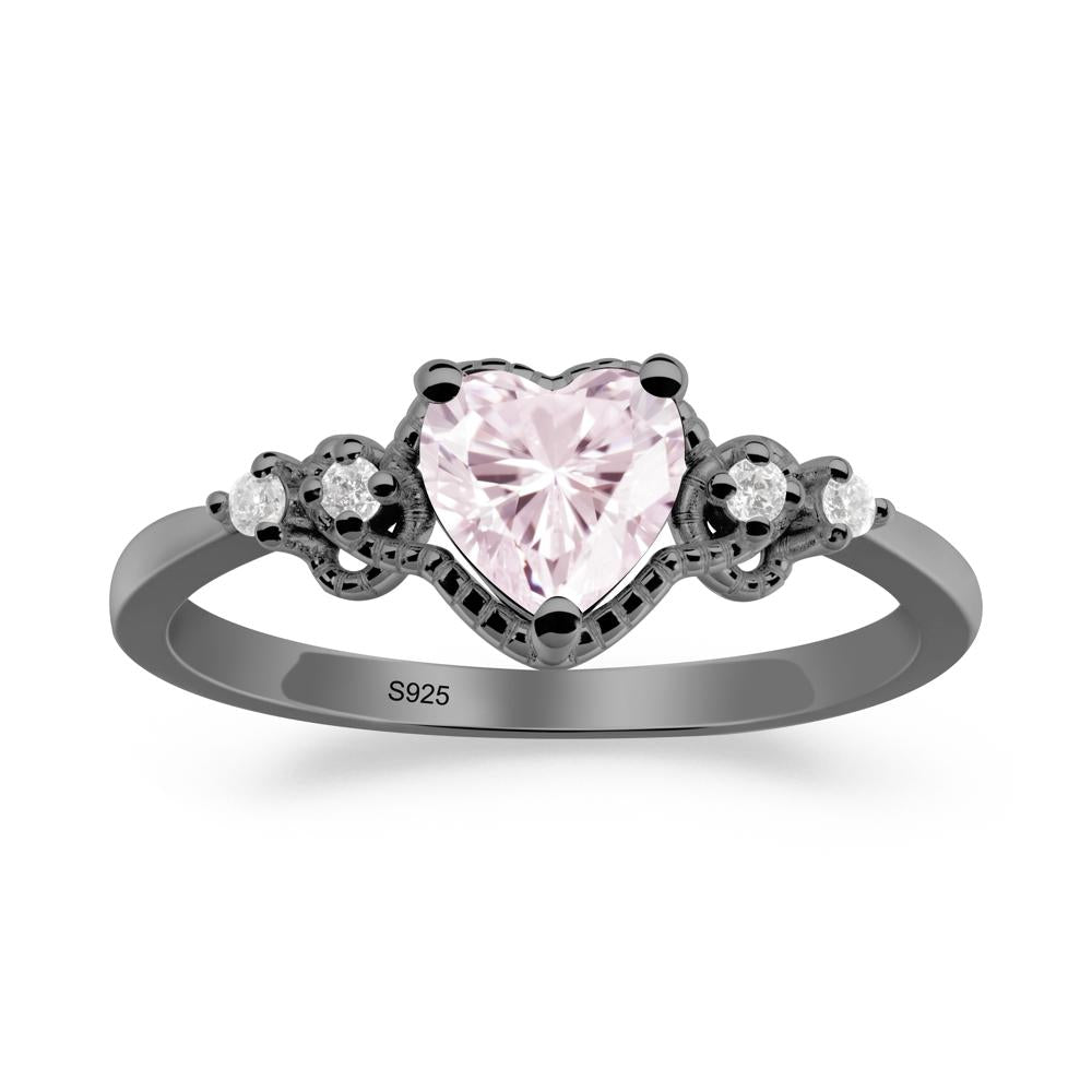 Pink Cubic Zirconia Ring with Milgrain Halo - LUO Jewelry #metal_black finish sterling silver