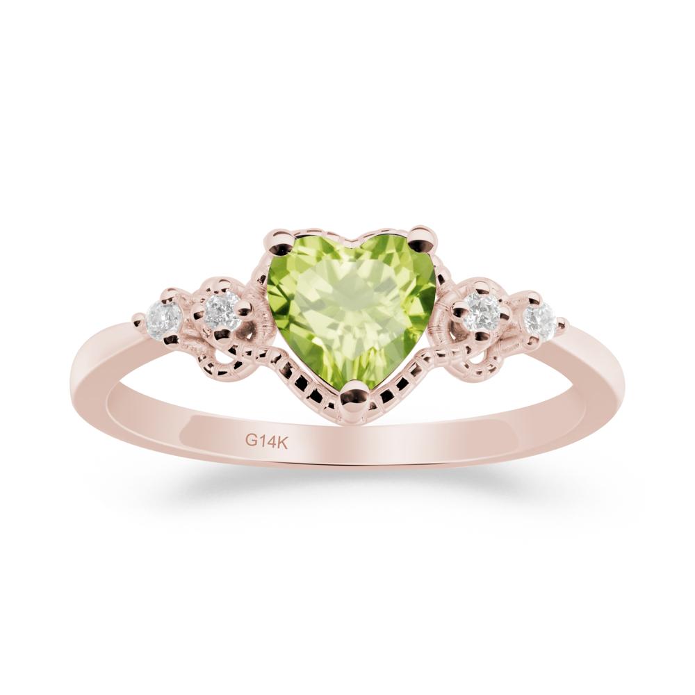 Peridot Ring with Milgrain Halo - LUO Jewelry #metal_14k rose gold