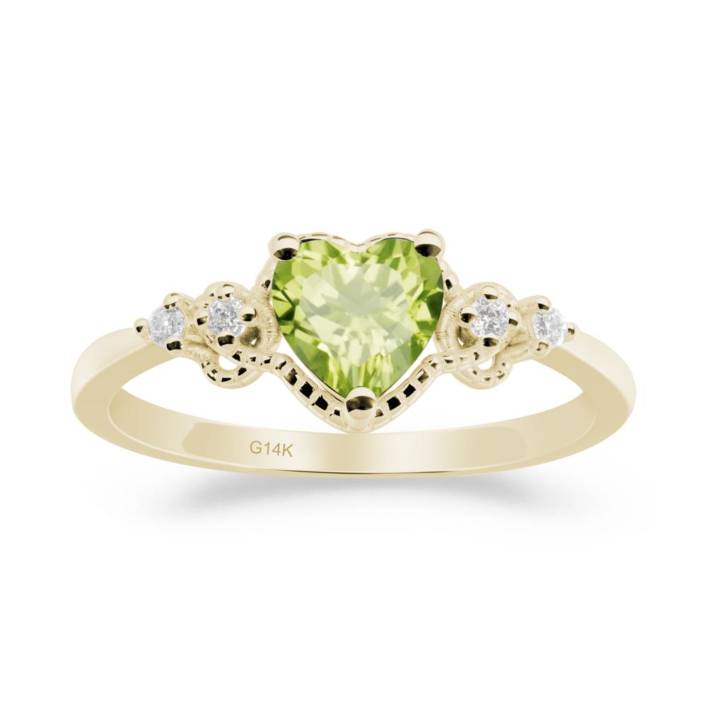 Peridot Ring with Milgrain Halo - LUO Jewelry #metal_14k yellow gold
