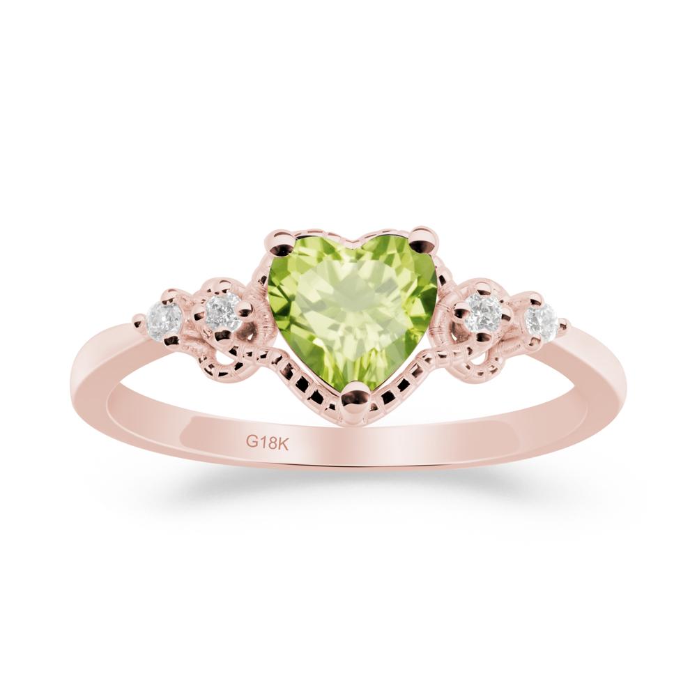 Peridot Ring with Milgrain Halo - LUO Jewelry #metal_18k rose gold