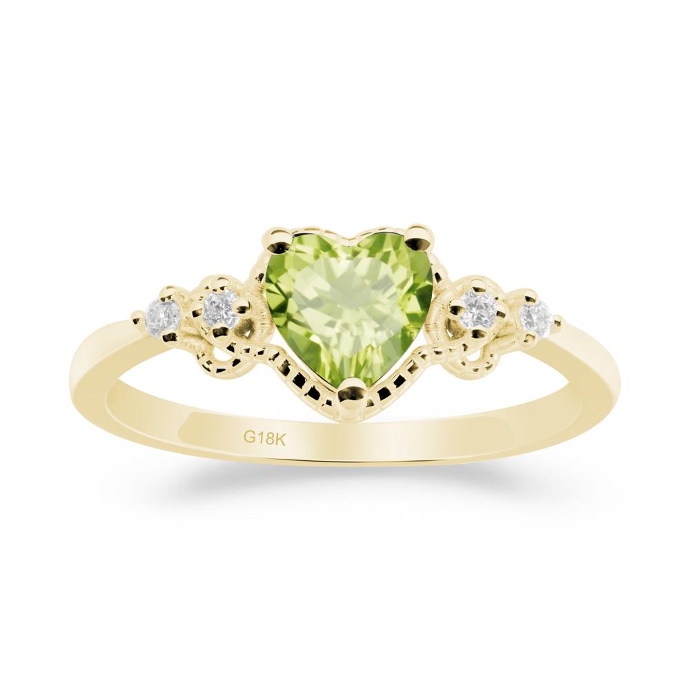 Peridot Ring with Milgrain Halo - LUO Jewelry #metal_18k yellow gold